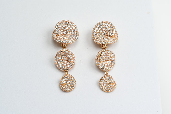 Pave Disc Drop Earrings