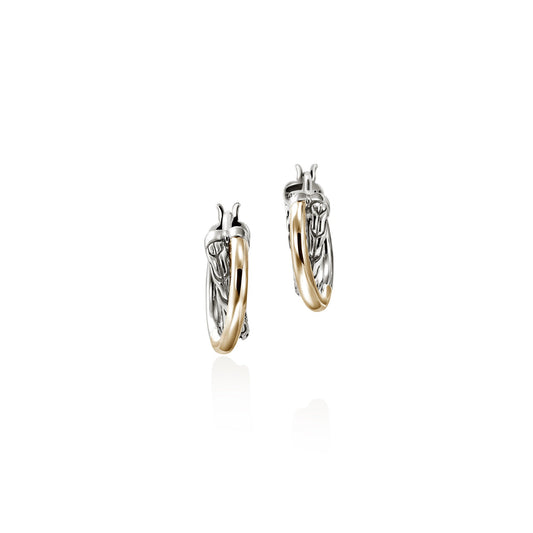 JH Essential Crossover Hoop Earring, Gold, Sterling Silver, 15MM|EZZ98713