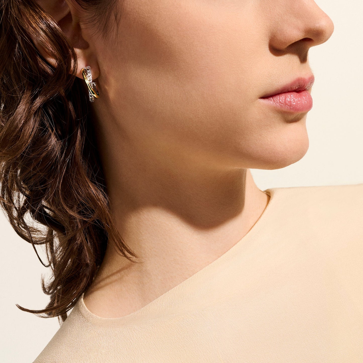 JH Essential Crossover Earring, Gold, Sterling Silver, 20.5MM|EZZ98714