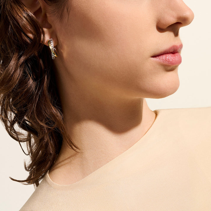 JH Essential Crossover Earring, Gold, Sterling Silver, 20.5MM|EZZ98714