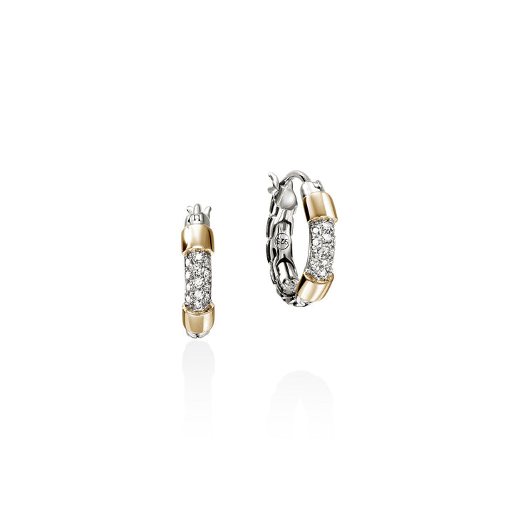 JH Essential Pave Hoop Earrings, Gold, Sterling Silver, Diamonds, 14.5MM|EZZP988672DI