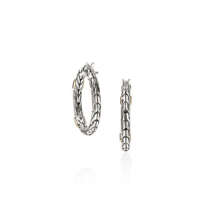 JH Essential Pave Hoop Earrings, Gold, Sterling Silver, Diamonds, 23MM|EZZP988682DI