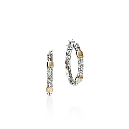 JH Essential Pave Hoop Earrings, Gold, Sterling Silver, Diamonds, 23MM|EZZP988682DI