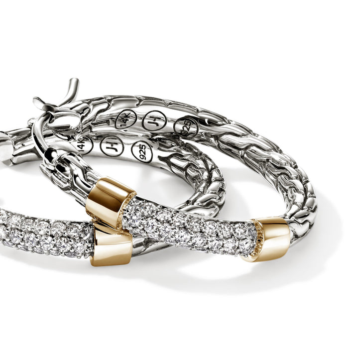 JH Essential Pave Hoop Earrings, Gold, Sterling Silver, Diamonds, 23MM|EZZP988682DI