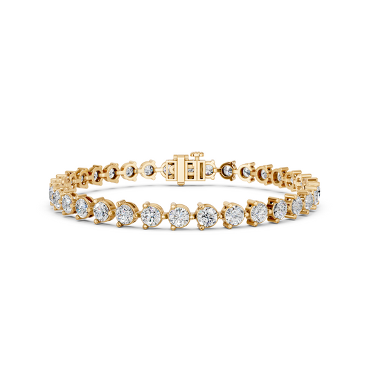 7.01 CTTW Round Lab Diamond 3 Prong Tennis Bracelet 14K Yellow Gold