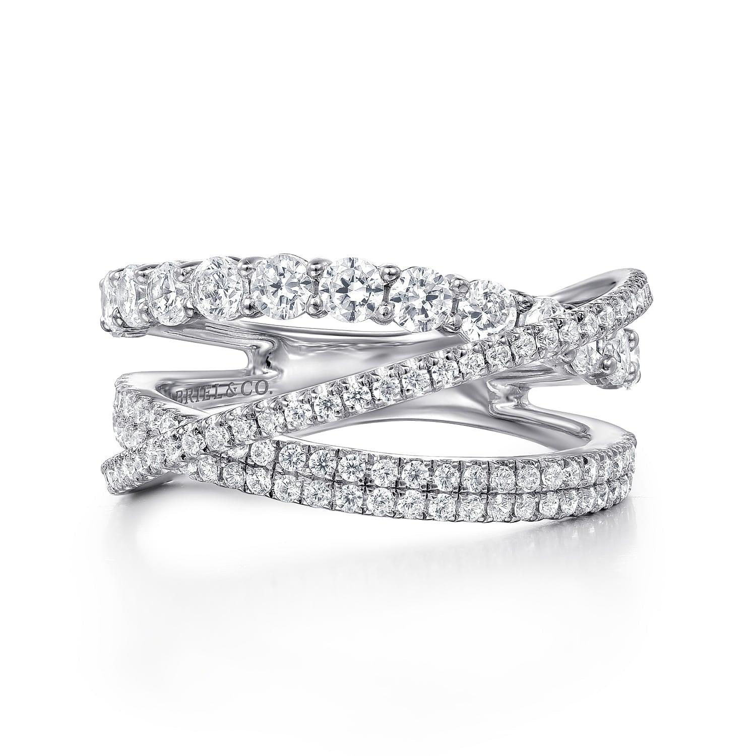 14K White Gold Diamond Layered Criss Cross Ring LR51499W45JJ - Dejaun Jewelers