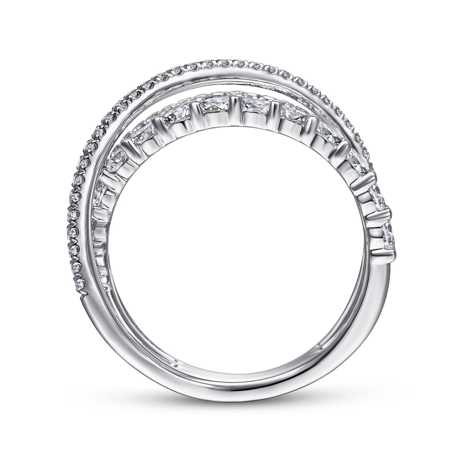 14K White Gold Diamond Layered Criss Cross Ring LR51499W45JJ - Dejaun Jewelers