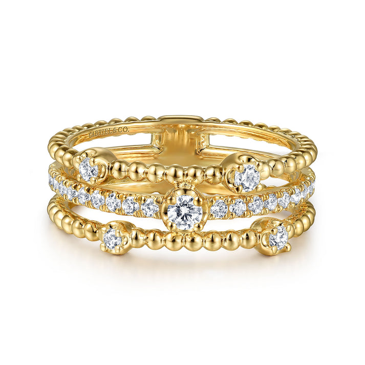 14K Yellow Gold Diamond Easy Stackable Bujukan Ladies Ring LR52555Y45JJ