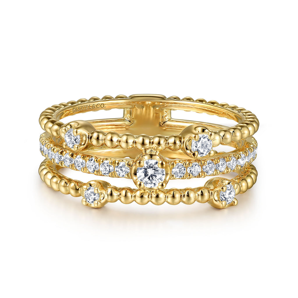 14K Yellow Gold Diamond Easy Stackable Bujukan Ladies Ring LR52555Y45JJ