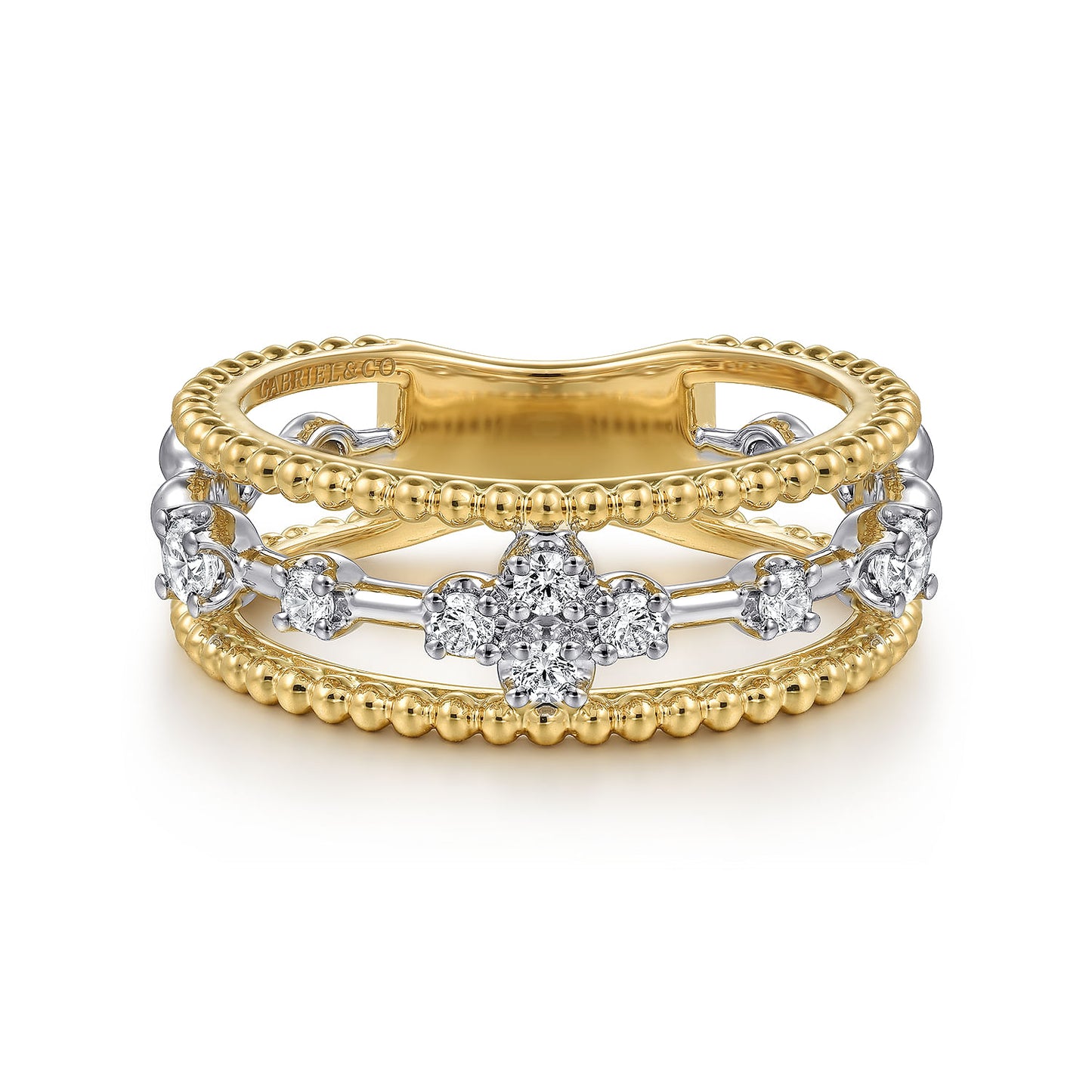 14K White and Yellow Gold Bujukan Diamond Easy Stackable Ladies Ring LR52568M45JJ