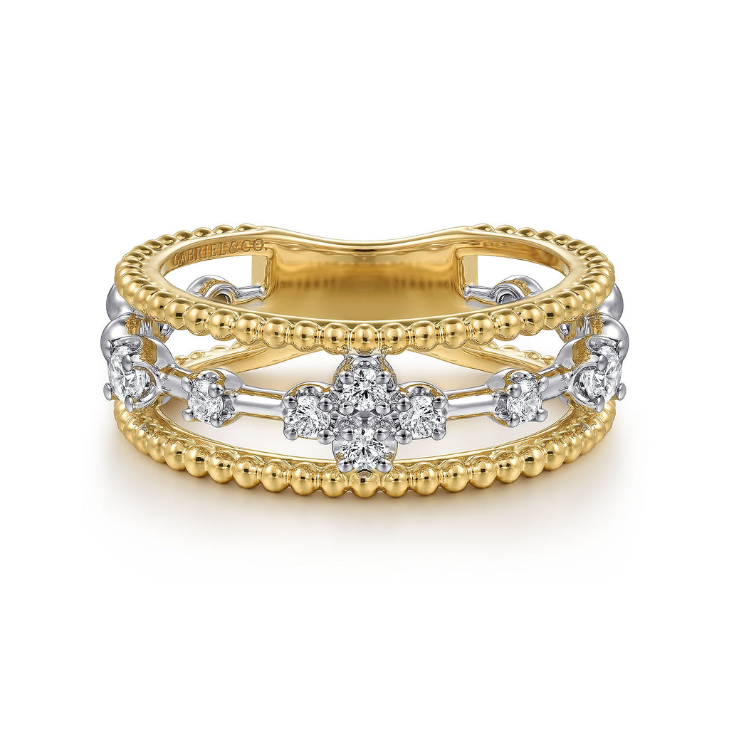 14K White and Yellow Gold Bujukan Diamond Easy Stackable Ladies Ring LR52568M45JJ