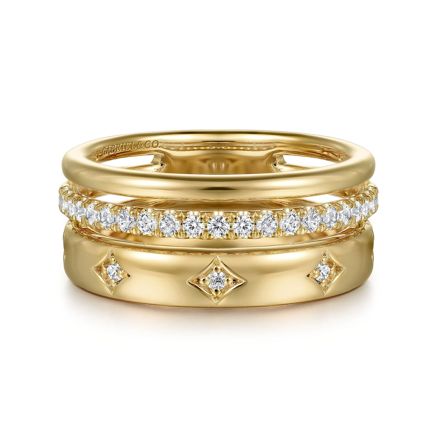 14K Yellow Gold Diamond Easy Stackable Ladies Ring LR52570Y45JJ