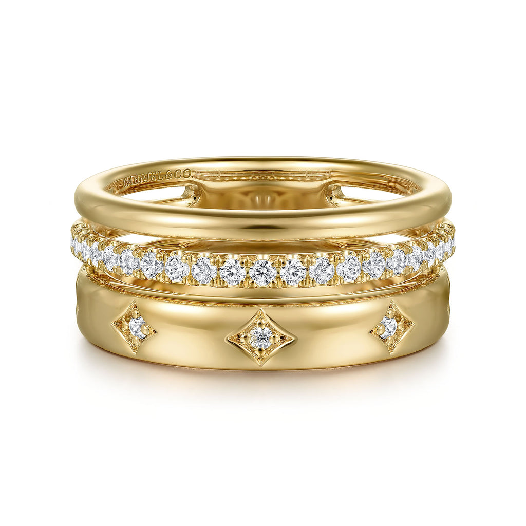 14K Yellow Gold Diamond Easy Stackable Ladies Ring LR52570Y45JJ
