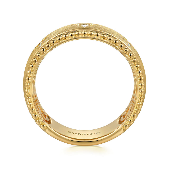 14K Yellow Gold Diamond Wide Bujukan Cigar Ladies Band LR52572Y45JJ