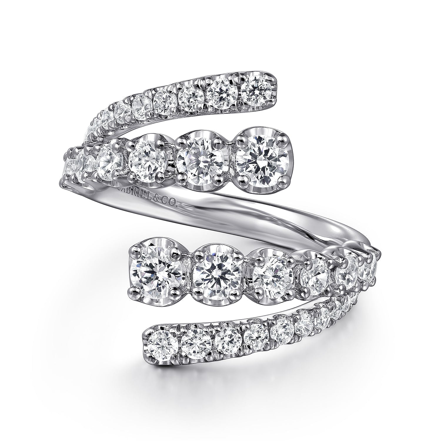 14K White Gold Double Row Diamond Bypass Ladies Ring LR52598W45JJ - Dejaun Jewelers