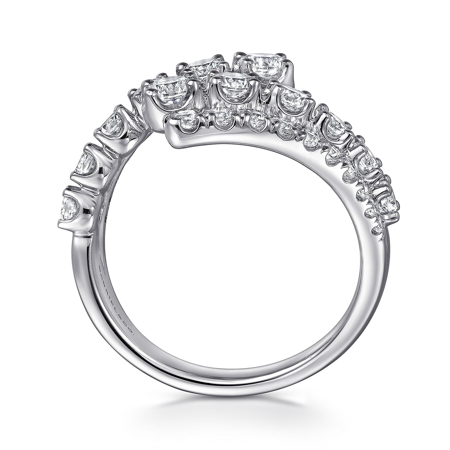 14K White Gold Double Row Diamond Bypass Ladies Ring LR52598W45JJ - Dejaun Jewelers