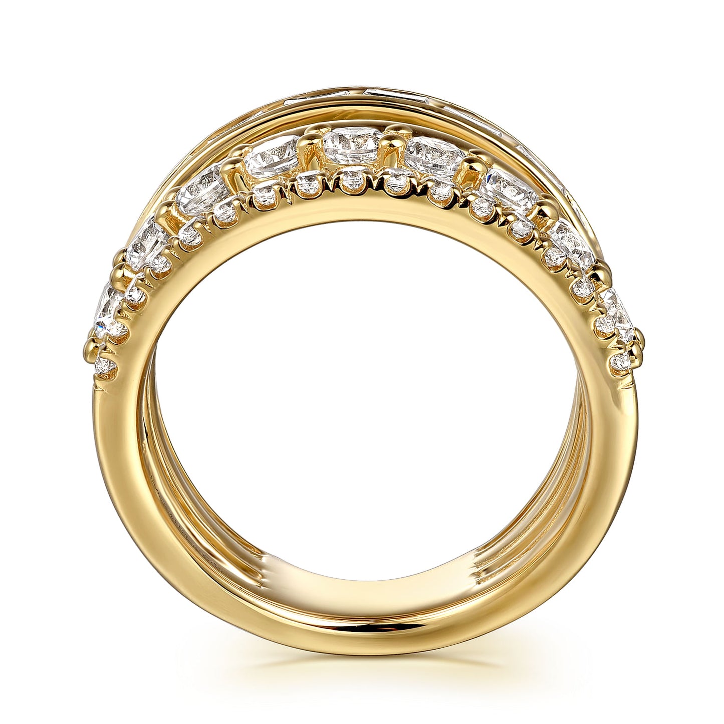 14K Yellow Gold Diamond Wide Band Easy Stackable Ring LR52691Y44JJ