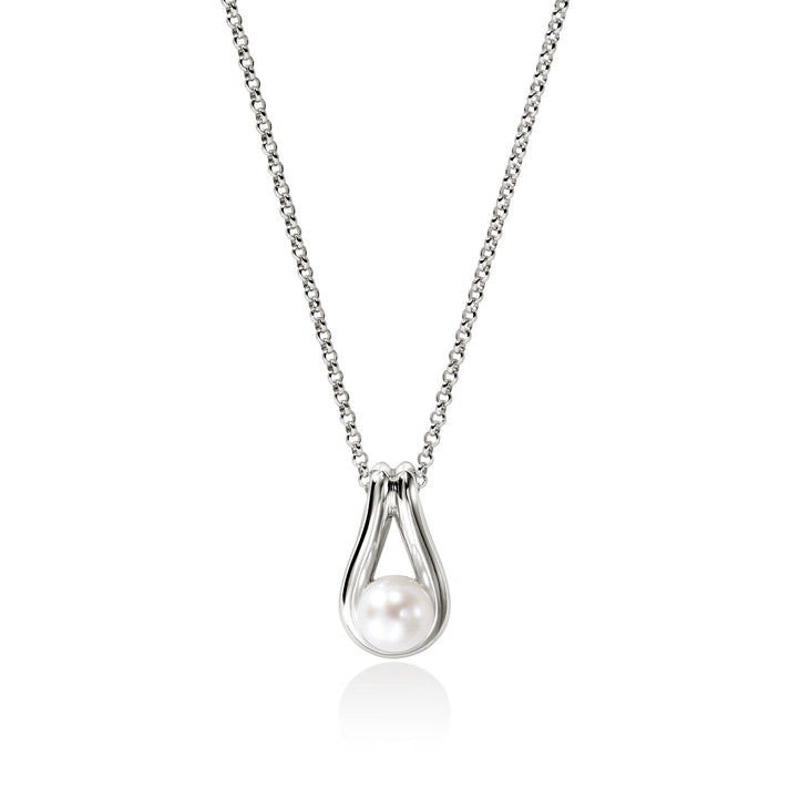 Surf Pendant Necklace, Sterling Silver, Pearl|NB895011