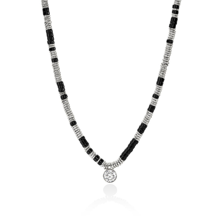 JH Lovestruck™ Heishi Pendant Necklace, Sterling Silver, Hardstones, Diamond, 1.25TCW|NBP4303931BONLGD