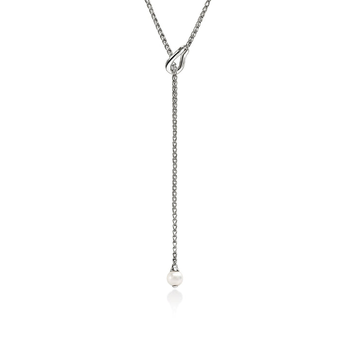 Surf Y Necklace, Sterling Silver, Diamonds, Pearl|NBP895002DI