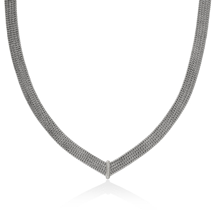Icon Link Necklace, Sterling Silver, Diamonds, 12MM|NBP9009882DI
