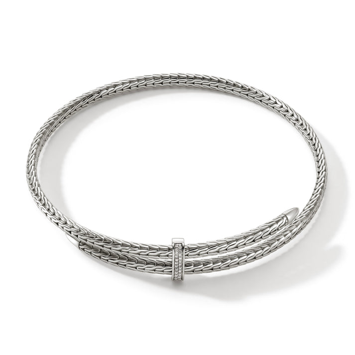 Spear Coil Choker, Sterling Silver, Diamonds|NBP9011292DI