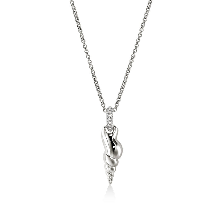 Shell Talisman Necklace, Sterling Silver, Diamonds|NBP9012142DI
