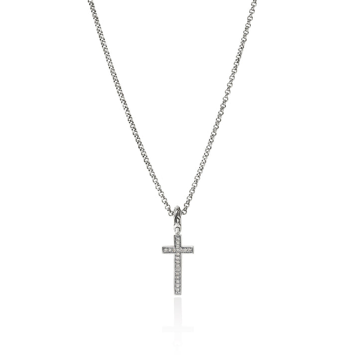 JH Essential Cross Necklace, Sterling Silver, Diamonds|NBP9893882DI