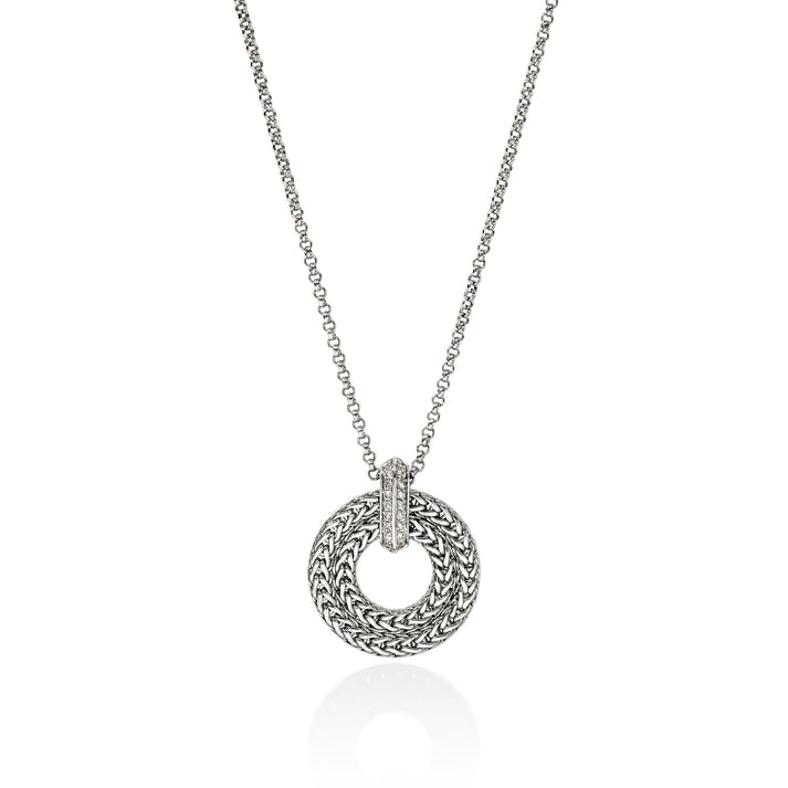 Icon Link Pendant Necklace, Sterling Silver, Diamonds, 2MM|NBP989542DI