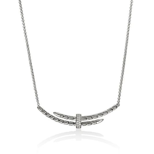 Spear Station Necklace, Sterling Silver, Diamonds 1.5MM|NBP989592DI