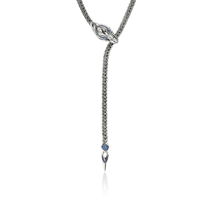 Naga Y Necklace, Sterling Silver, Blue Sapphires, 4.4MM|NBS603954BSP