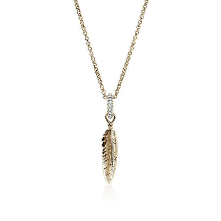 Feather Talisman Necklace, Gold, Diamonds|NGGX9012092DI
