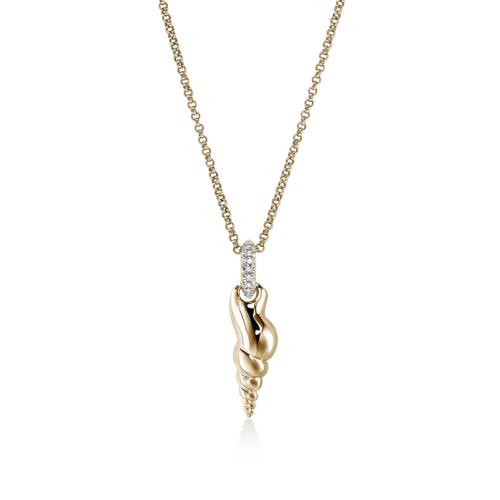 Shell Talisman Necklace, Gold, Diamonds|NGGX9012142DI
