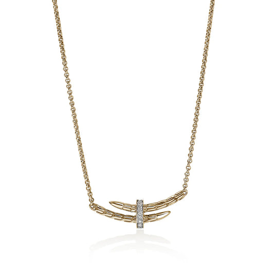 Spear Station Necklace, Gold, Diamonds 1.5MM|NGGX989582DI