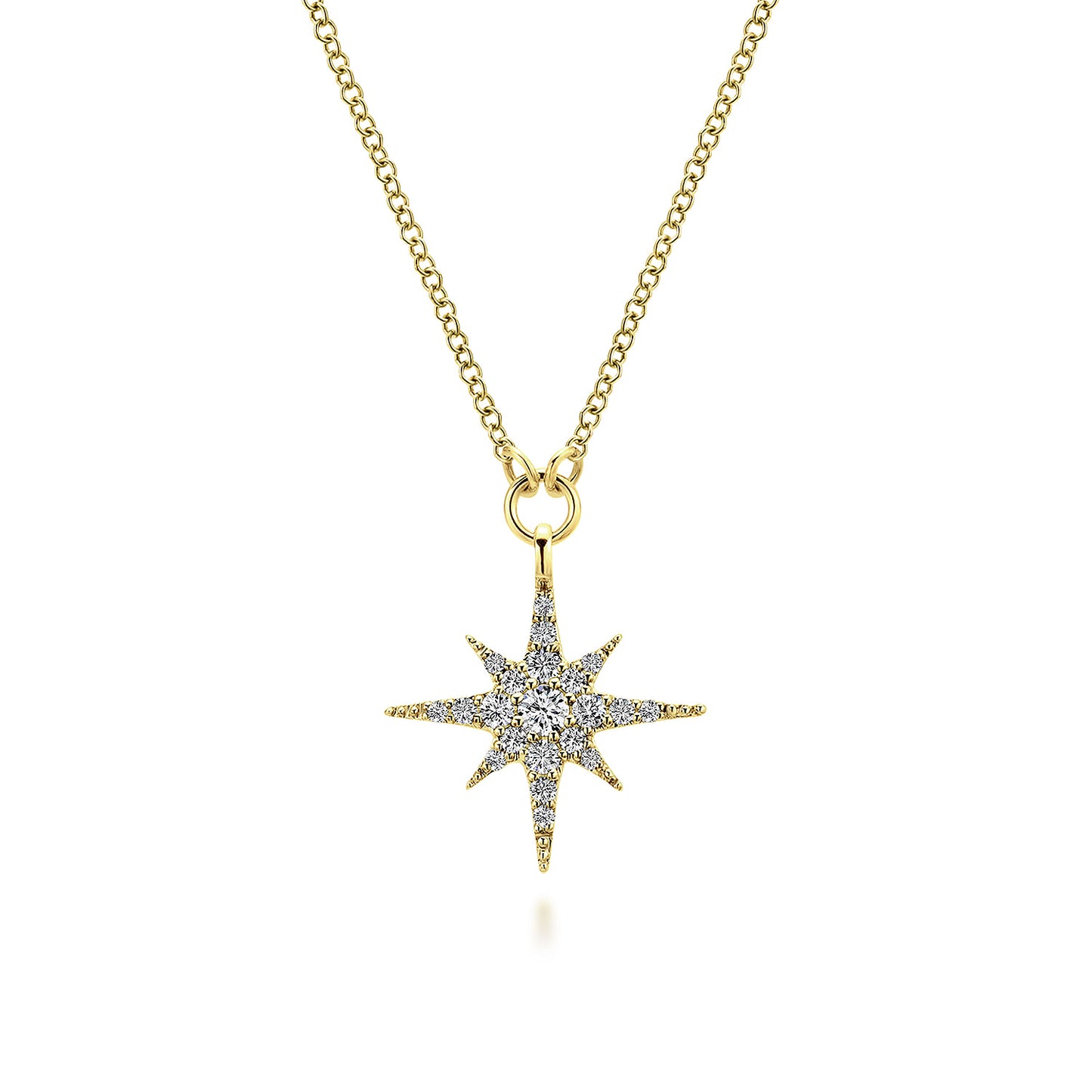 14K Yellow Gold Diamond Starburst Pendant Necklace NK4847Y45JJ