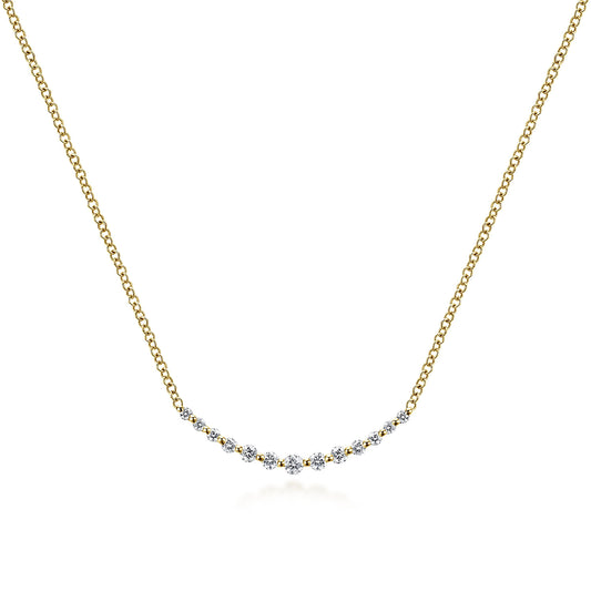14K Yellow Gold Diamond Curved Bar Necklace NK4942Y45JJ
