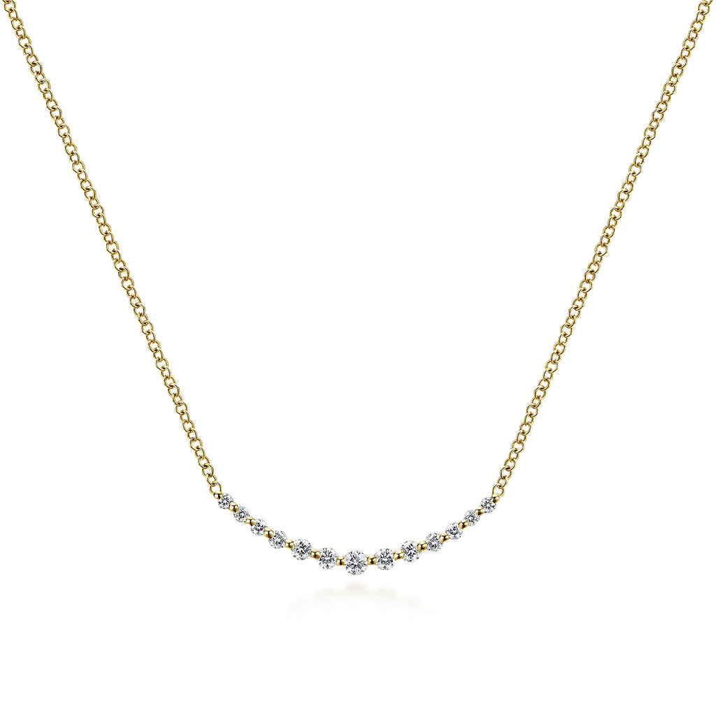14K Yellow Gold Diamond Curved Bar Necklace NK4942Y45JJ