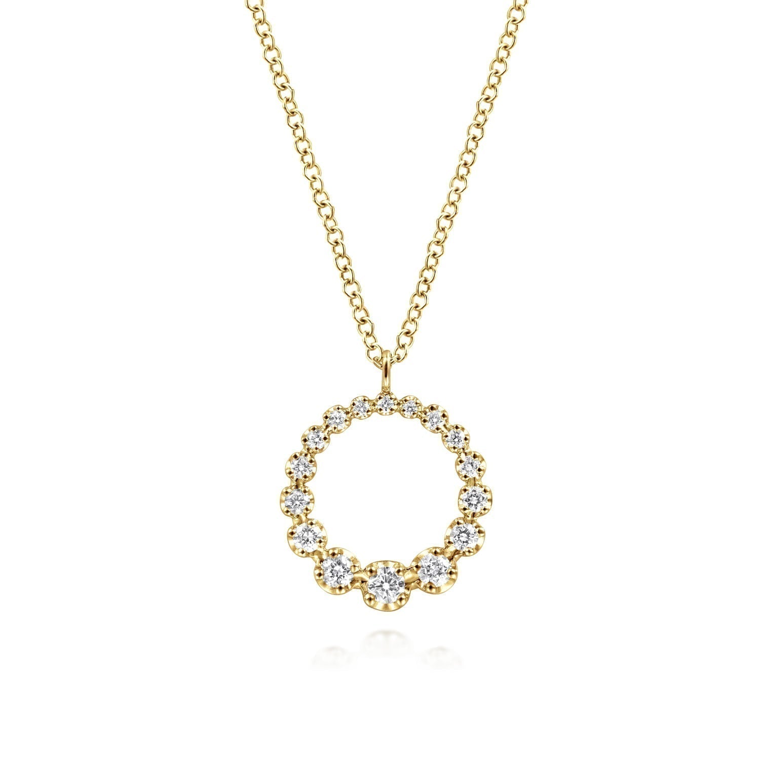 14K Yellow Gold Diamond Circle Pendant Necklace NK6214Y45JJ - Dejaun Jewelers