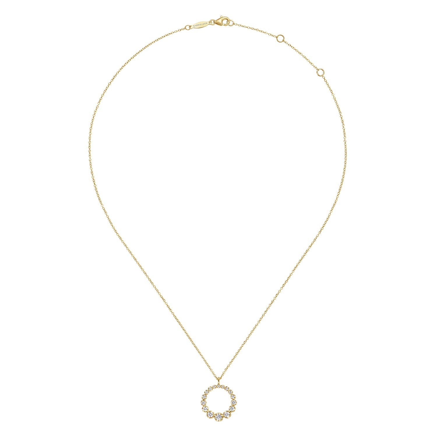 14K Yellow Gold Diamond Circle Pendant Necklace NK6214Y45JJ - Dejaun Jewelers