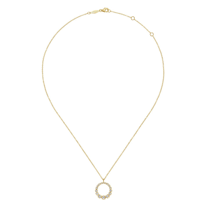 14K Yellow Gold Diamond Circle Pendant Necklace NK6214Y45JJ
