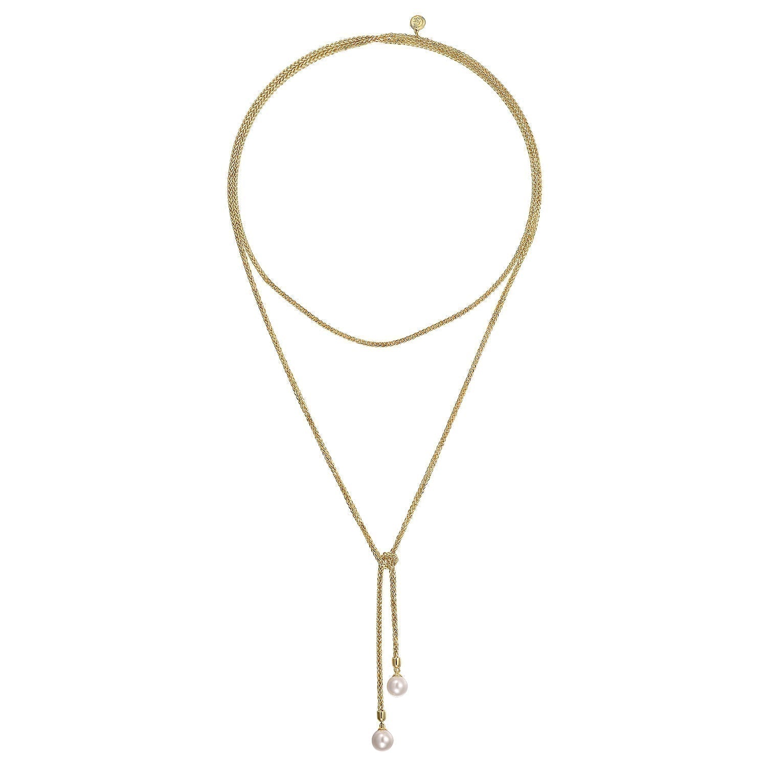 14K Yellow Gold Pearl Wrap Around And Tie Necklace NK7527-42Y4JPL - Dejaun Jewelers