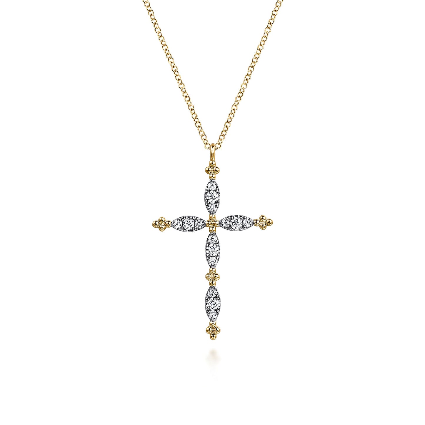14K Yellow Gold Bujukan Diamond Cross Pendant Necklace NK7801Y45JJ