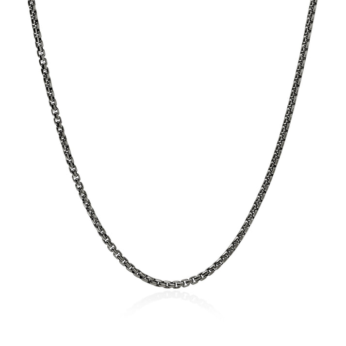 Box Chain Necklace, Dark Silver, 2.7MM|NM98807SMBRD
