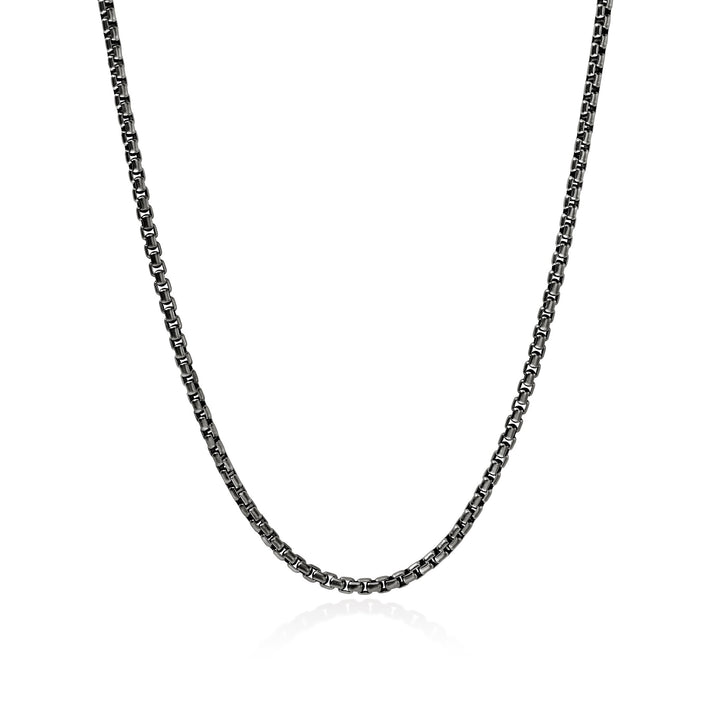 Box Chain Necklace, Dark Silver, 3.7MM|NM98808SMBRD