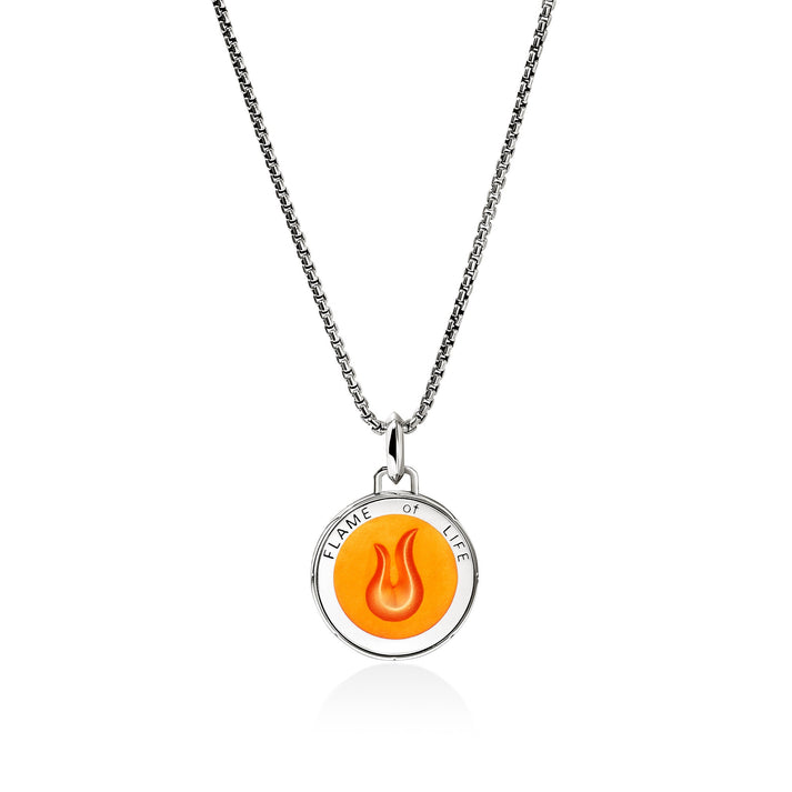 Flame Talisman Necklace, Sterling Silver, Enamel|NM98837OR