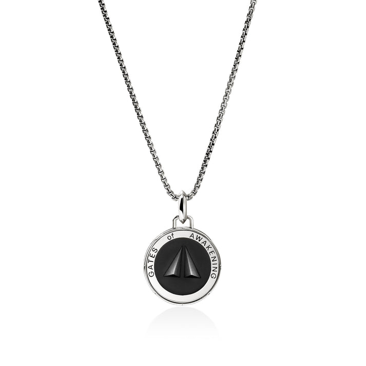 Split Gate Talisman Necklace, Sterling Silver, Enamel|NM98838GY