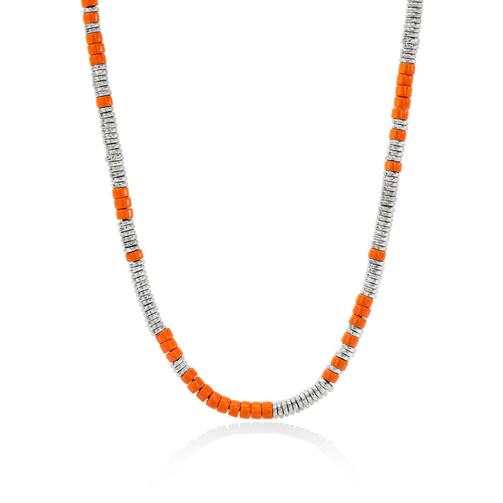 Heishi Necklace, Sterling Silver, Enamel|NM98907OR