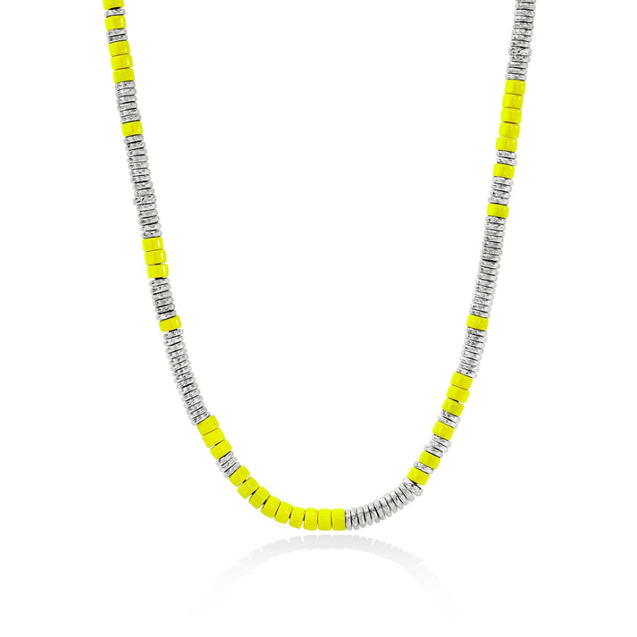 Heishi Necklace, Sterling Silver, Enamel|NM98907YE