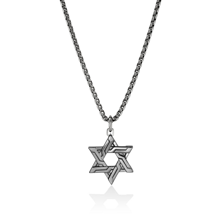 Icon 50 Star of David Pendant Necklace, Dark Silver|NM989488BRD