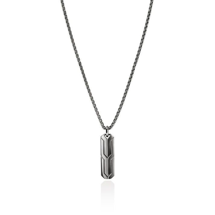 Icon 50 Tag Pendant Necklace, Dark Silver|NM98955BRD
